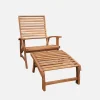 Silla con reposapiés de madera, set de 2