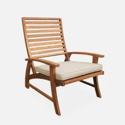 Silla con reposapiés de madera, set de 2