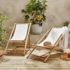 Silla de bambú plegable y multiposicional, set de 2