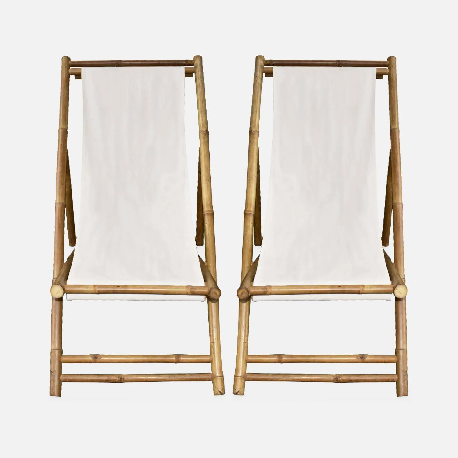 Silla de bambú plegable y multiposicional, set de 2