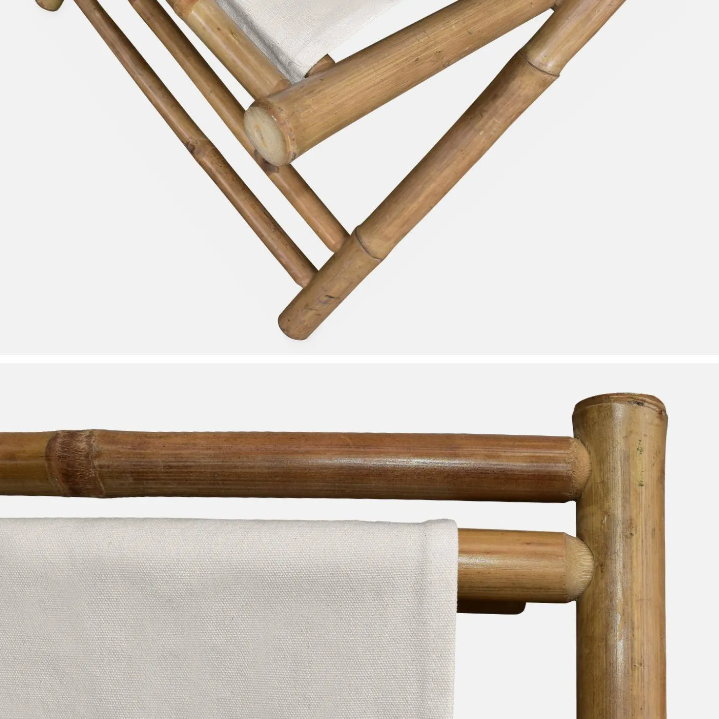 Silla de bambú plegable y multiposicional, set de 2