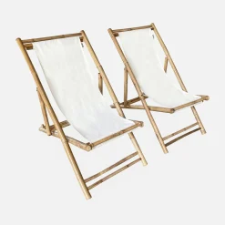 Silla de bambú plegable y multiposicional, set de 2