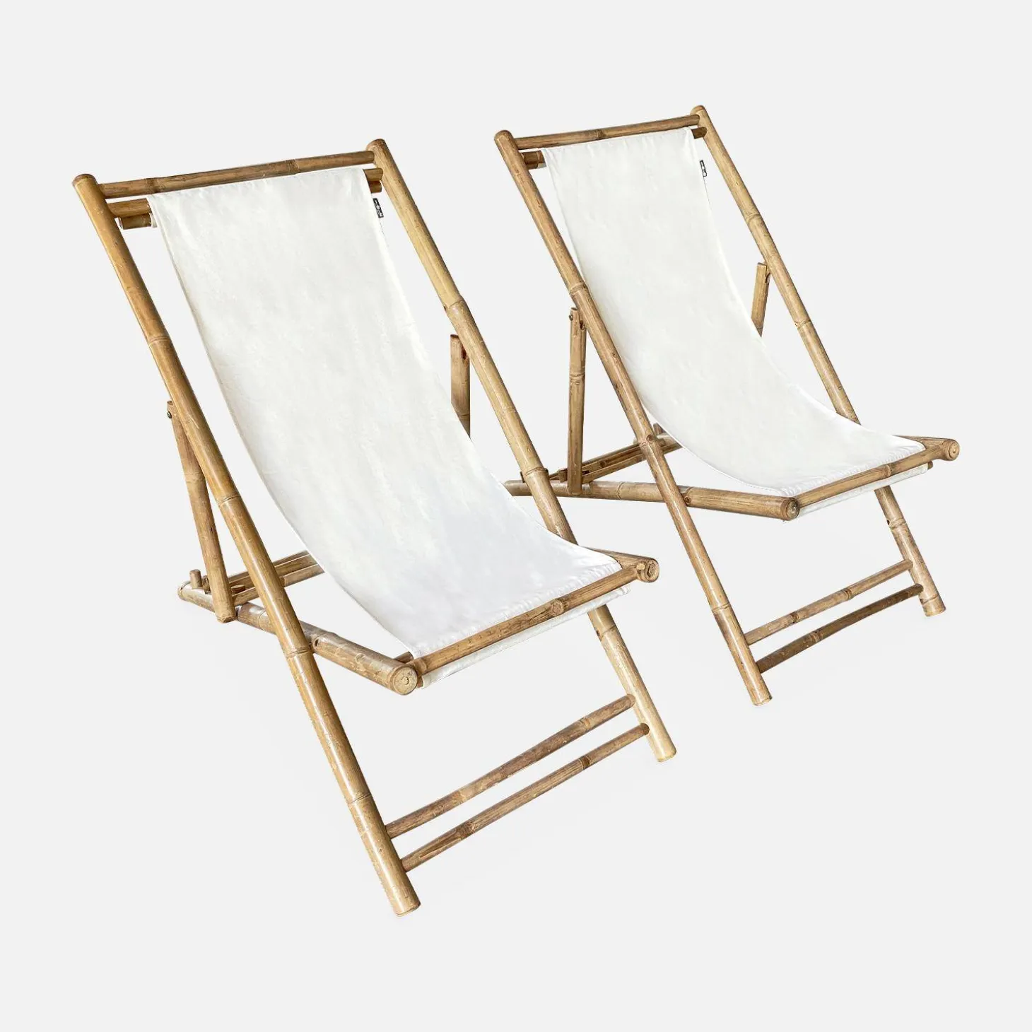 Silla de bambú plegable y multiposicional, set de 2