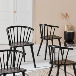 Silla de bar de madera, set de 4