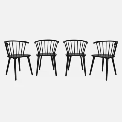 Silla de bar de madera, set de 4