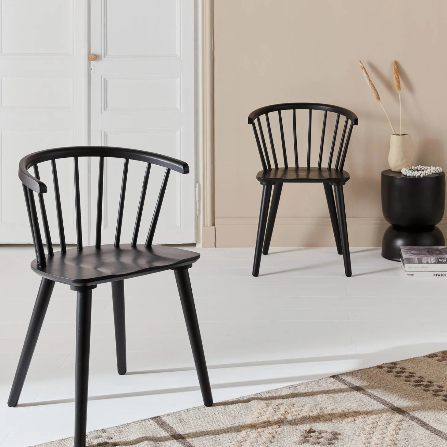Silla de bar de madera, set de 2