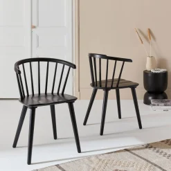 Silla de bar de madera, set de 2