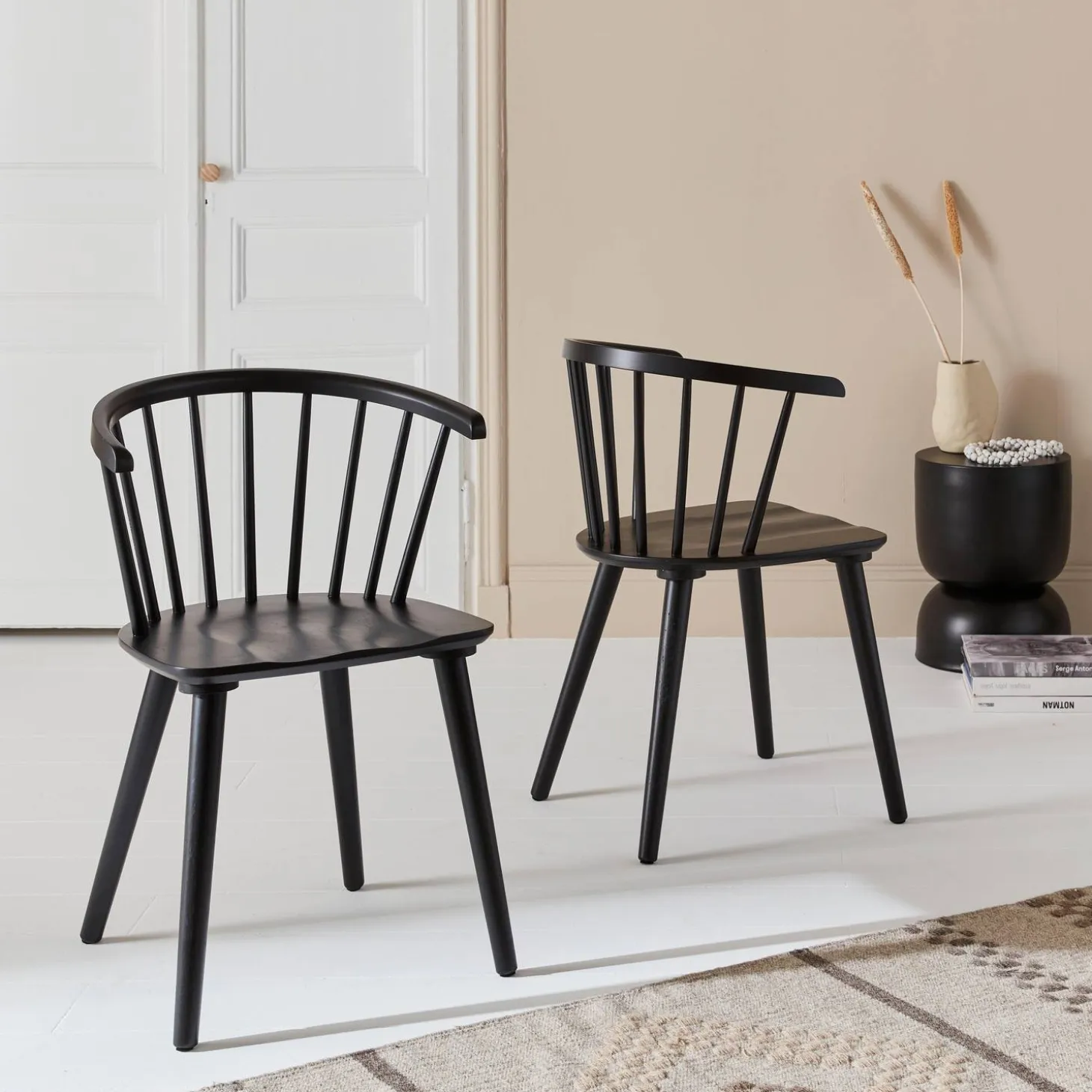 Silla de bar de madera, set de 2