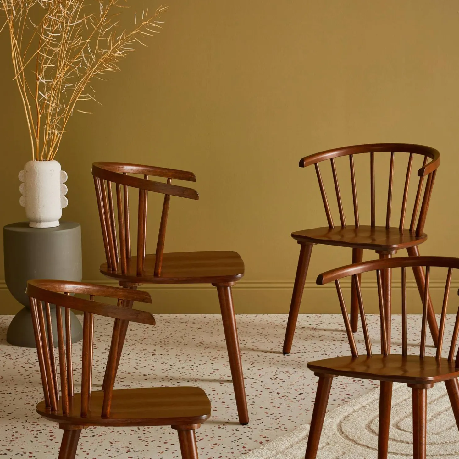 Silla de bar de madera, set de 4