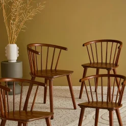 Silla de bar de madera, set de 4
