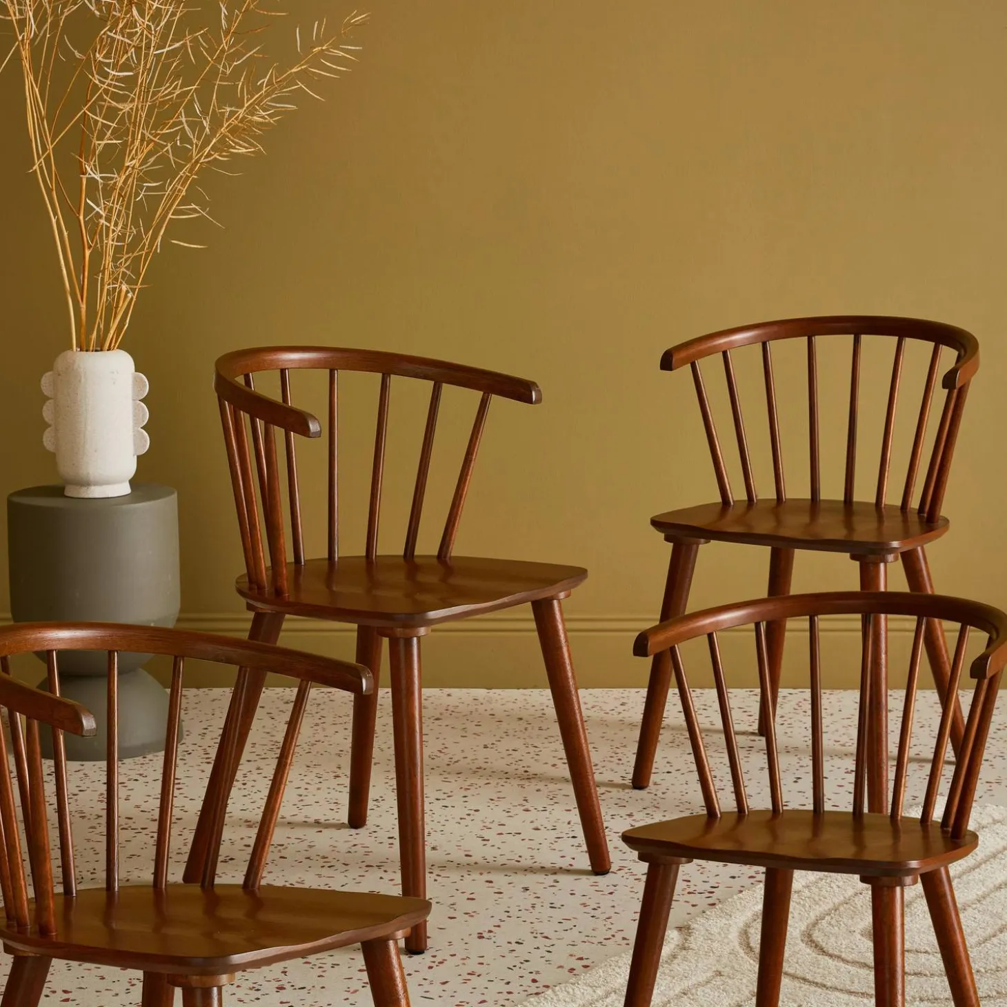 Silla de bar de madera, set de 4