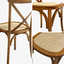 Silla de bistró vintage de madera, set de 4