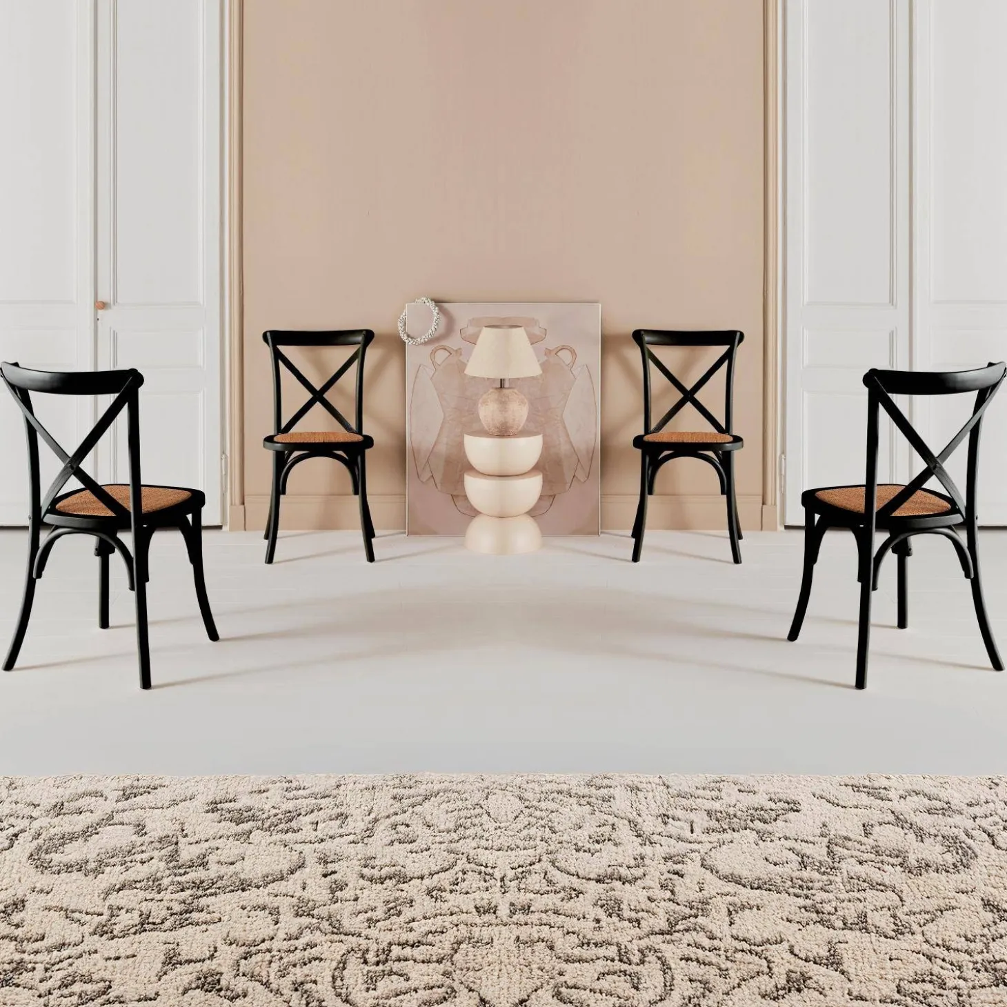 Silla de bistró vintage de madera, set de 4