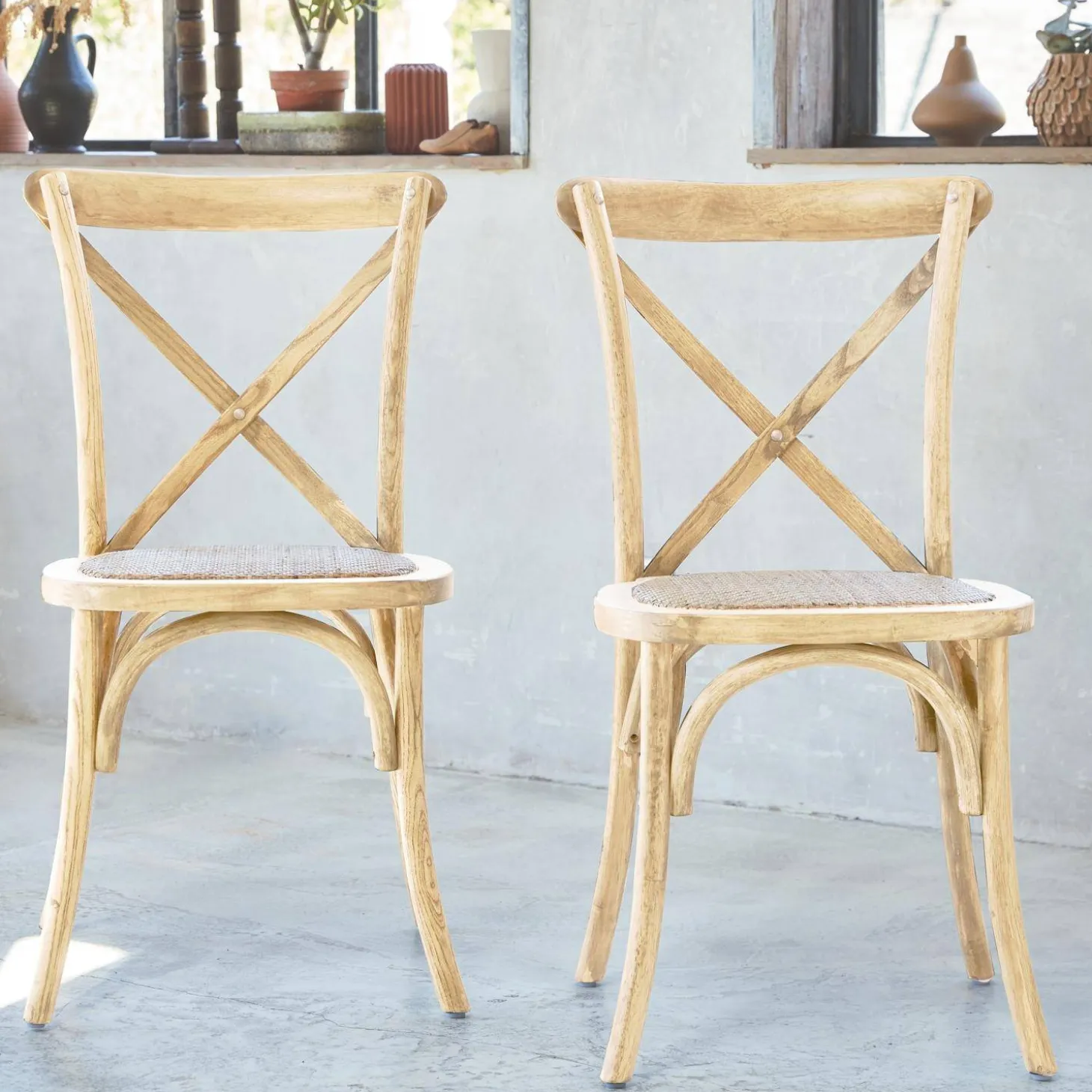 Silla de bistró vintage de madera, set de 2