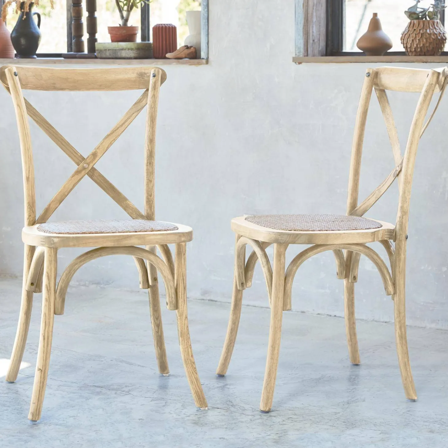 Silla de bistró vintage de madera, set de 2