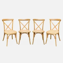 Silla de bistró vintage de madera, set de 4