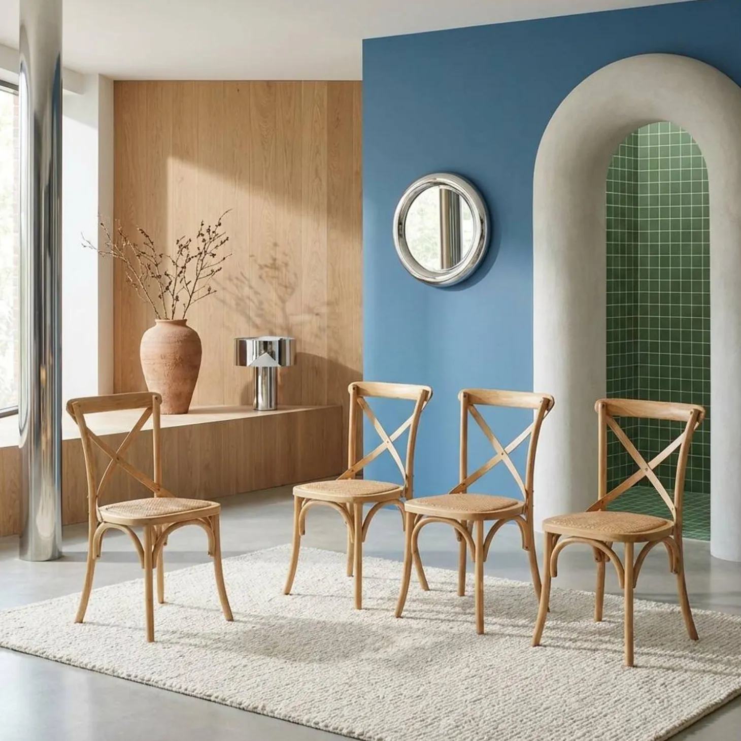 Silla de bistró vintage de madera, set de 4