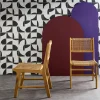 Silla de caña y madera, set de 2