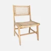 Silla de caña y madera, set de 4