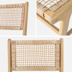 Silla de caña y madera, set de 4