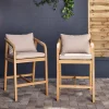 Silla de jardín altas de madera de acacia y cuerda, set de 2