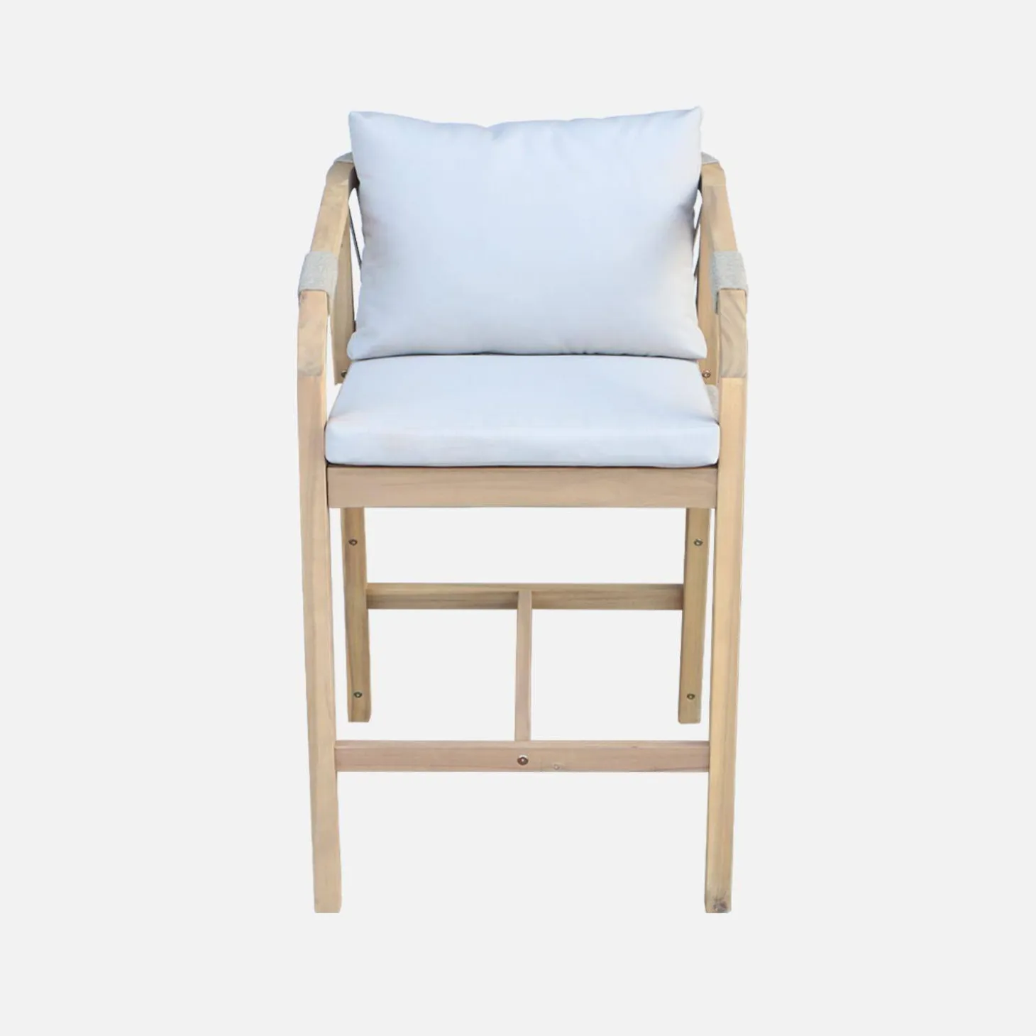 Silla de jardín altas de madera de acacia y cuerda, set de 2