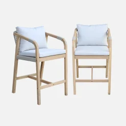 Silla de jardín altas de madera de acacia y cuerda, set de 2