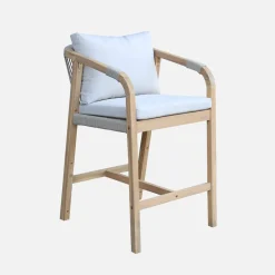 Silla de jardín altas de madera de acacia y cuerda, set de 2
