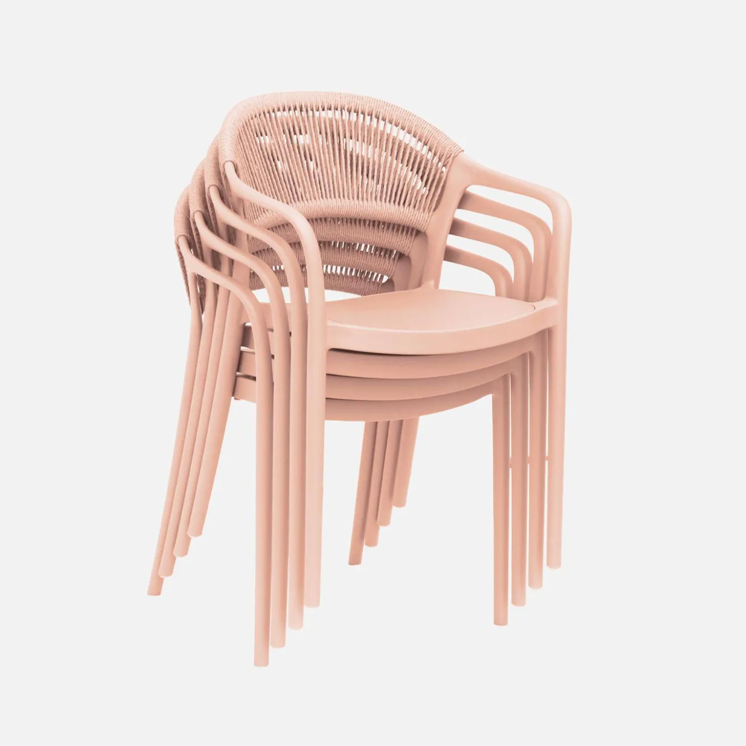 Silla de jardín apilable con efecto cuerda, set de 4