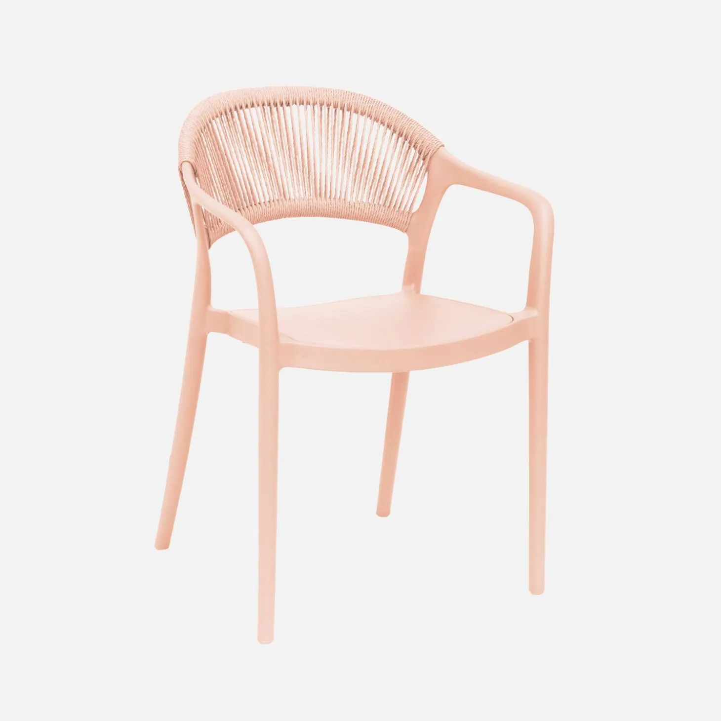 Silla de jardín apilable con efecto cuerda, set de 4
