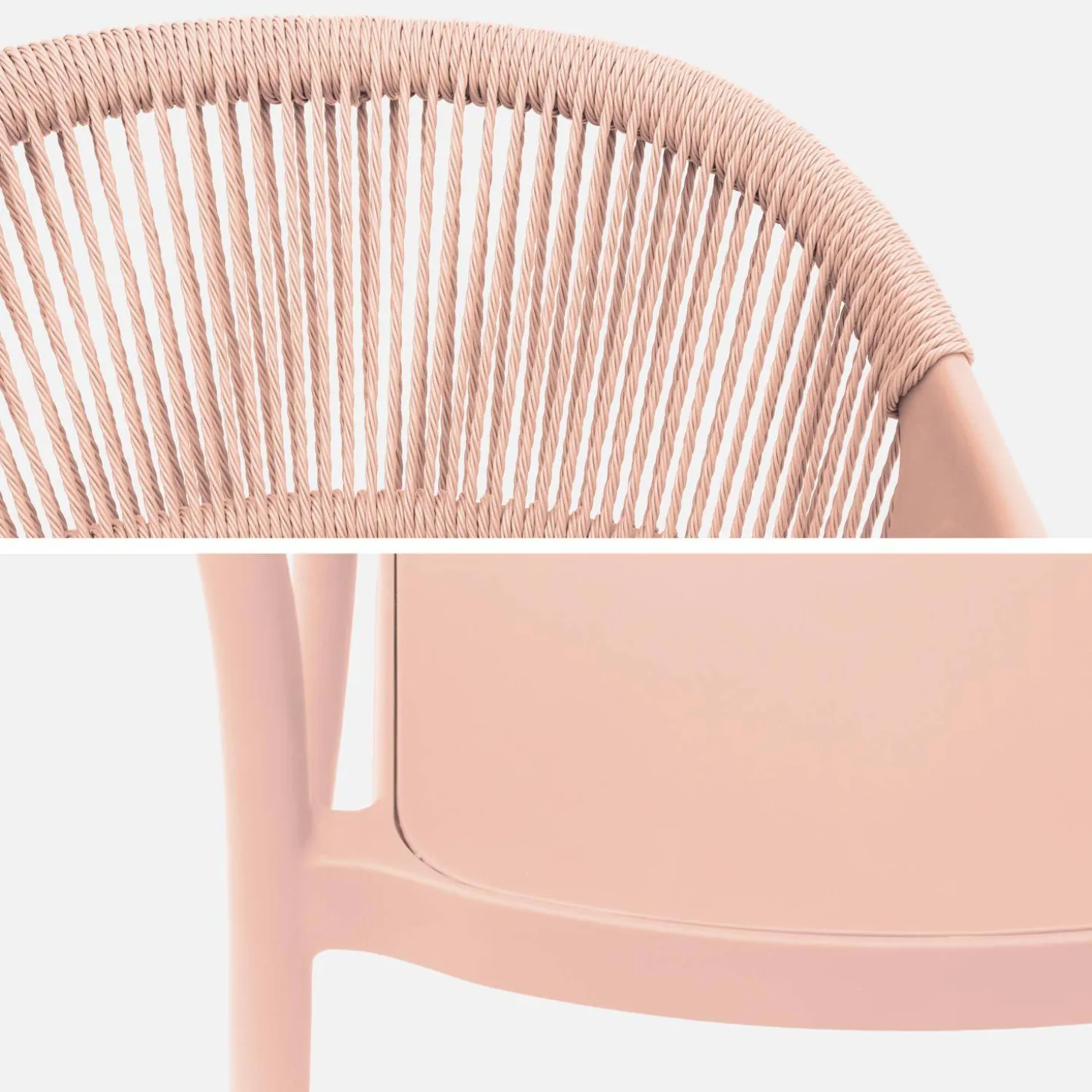 Silla de jardín apilable con efecto cuerda, set de 4
