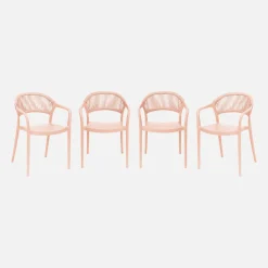 Silla de jardín apilable con efecto cuerda, set de 4