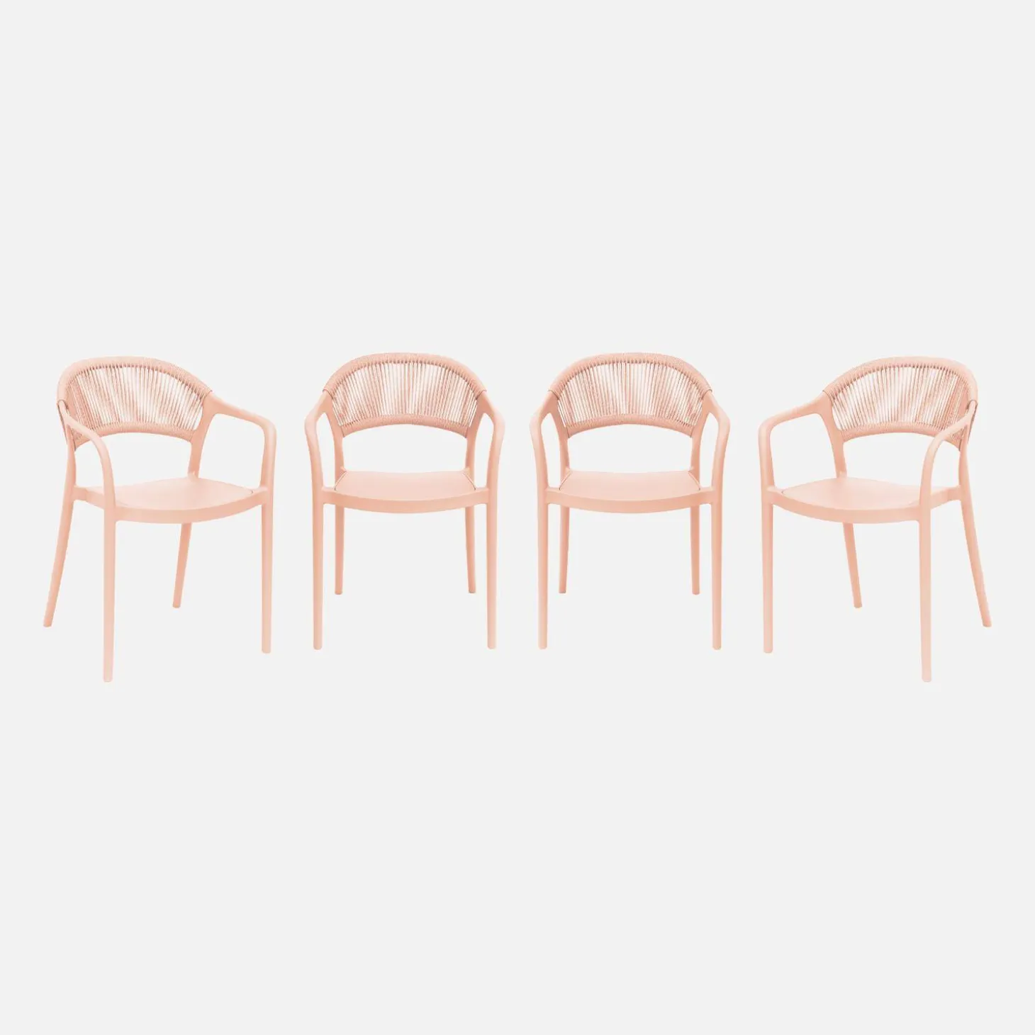 Silla de jardín apilable con efecto cuerda, set de 4