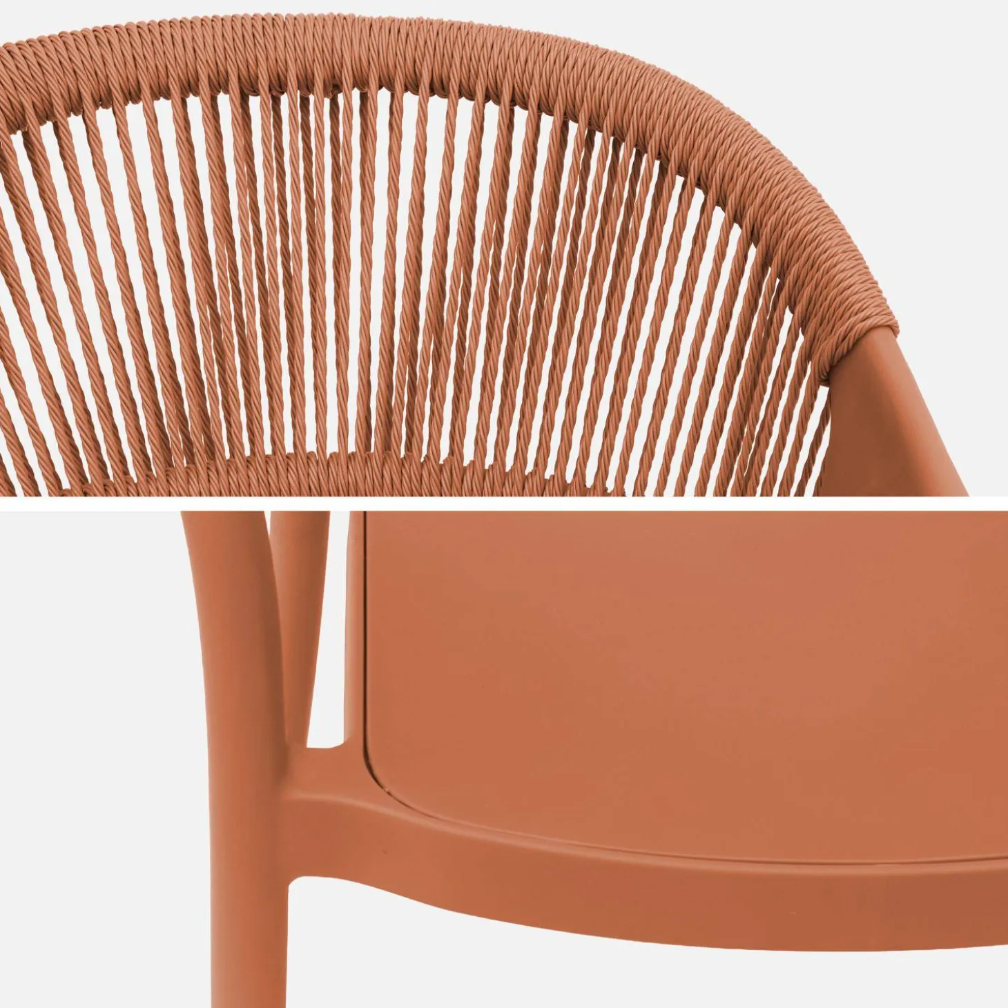 Silla de jardín apilable con efecto cuerda, set de 4