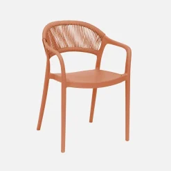 Silla de jardín apilable con efecto cuerda, set de 4