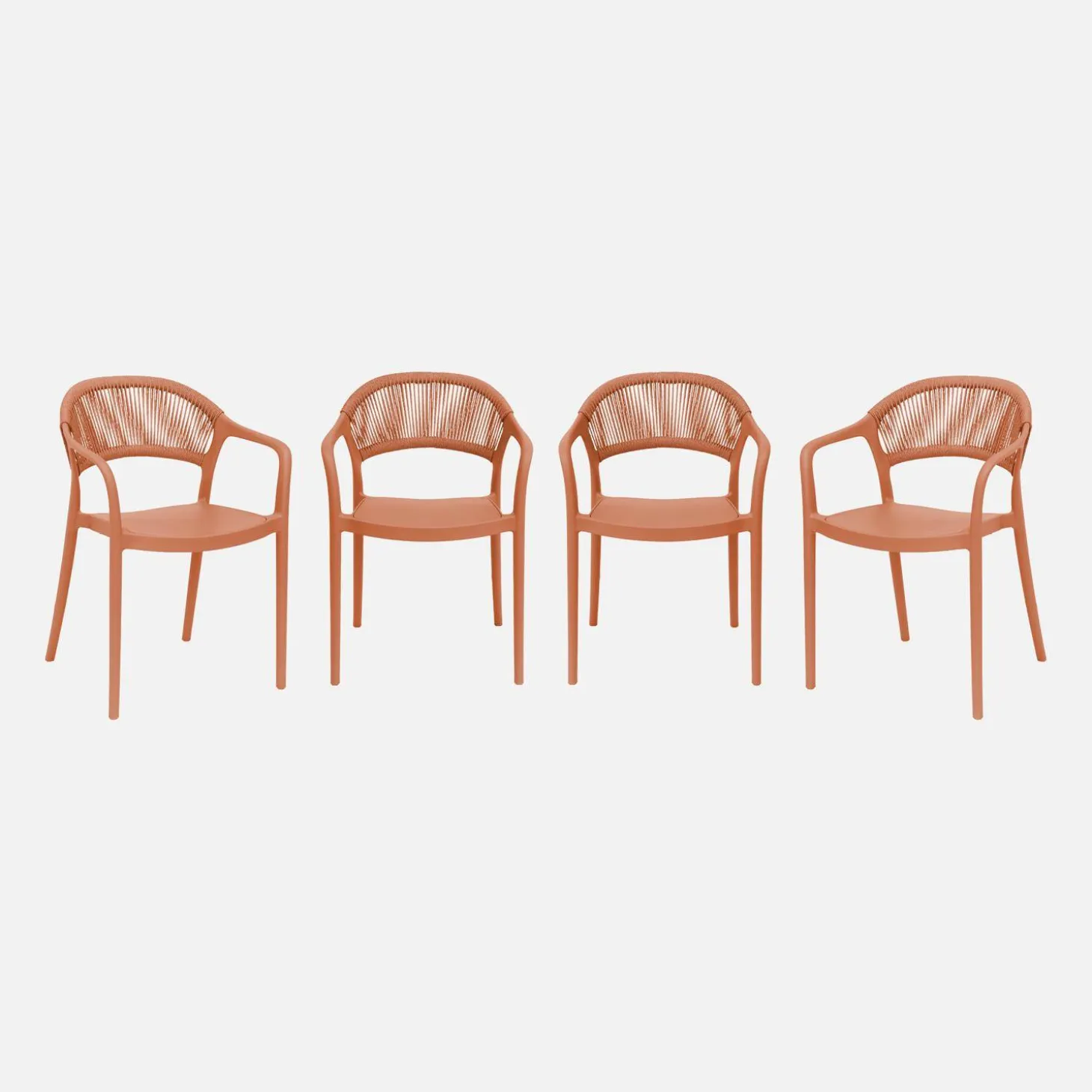 Silla de jardín apilable con efecto cuerda, set de 4