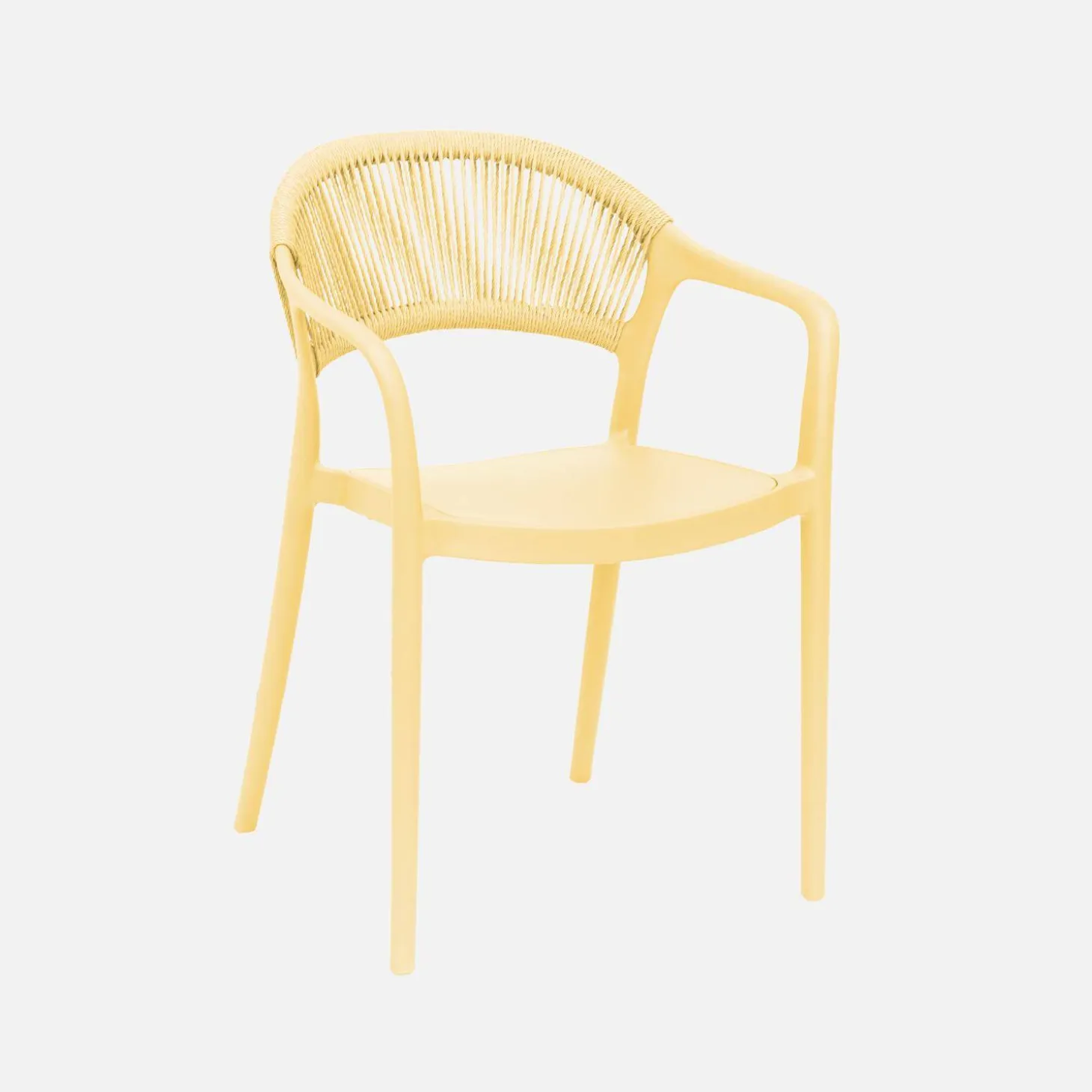 Silla de jardín apilable con efecto cuerda, set de 4
