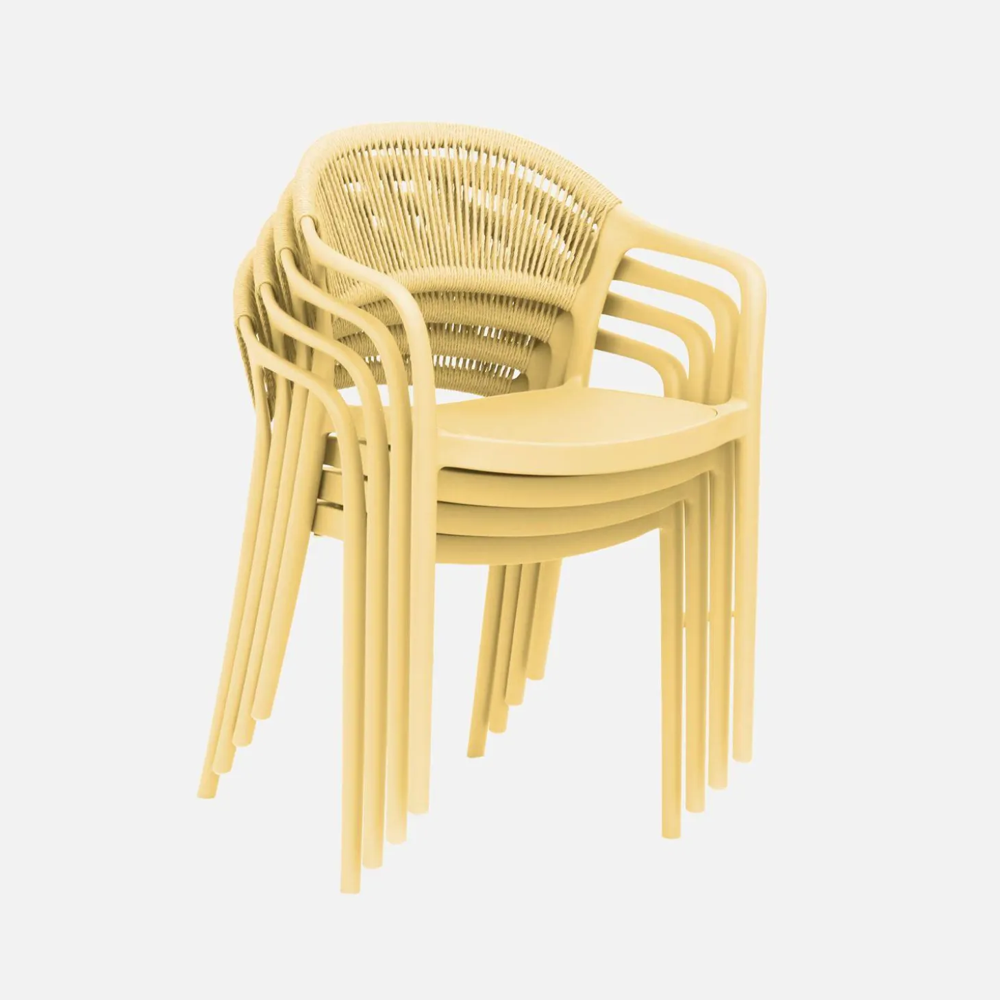 Silla de jardín apilable con efecto cuerda, set de 4