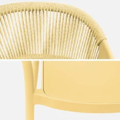 Silla de jardín apilable con efecto cuerda, set de 4