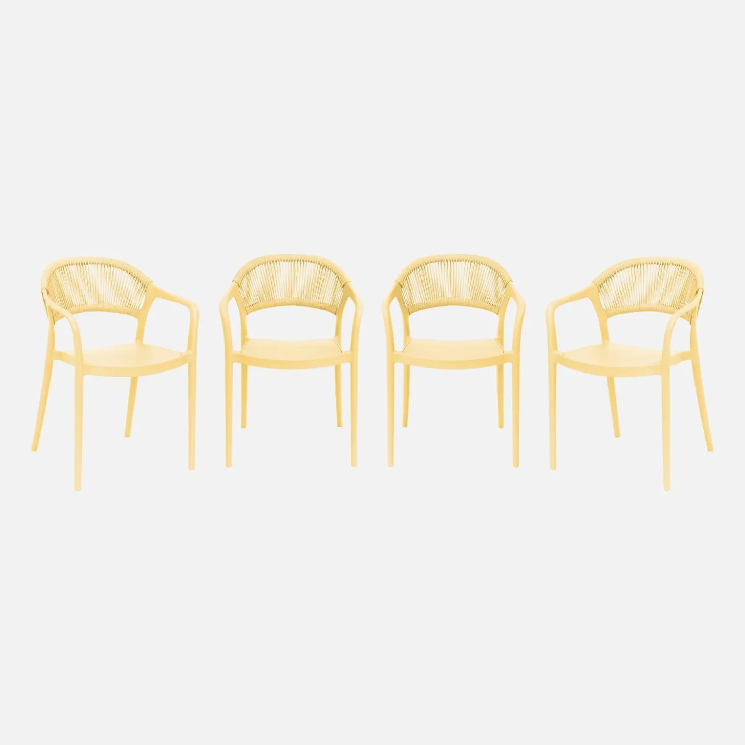 Silla de jardín apilable con efecto cuerda, set de 4