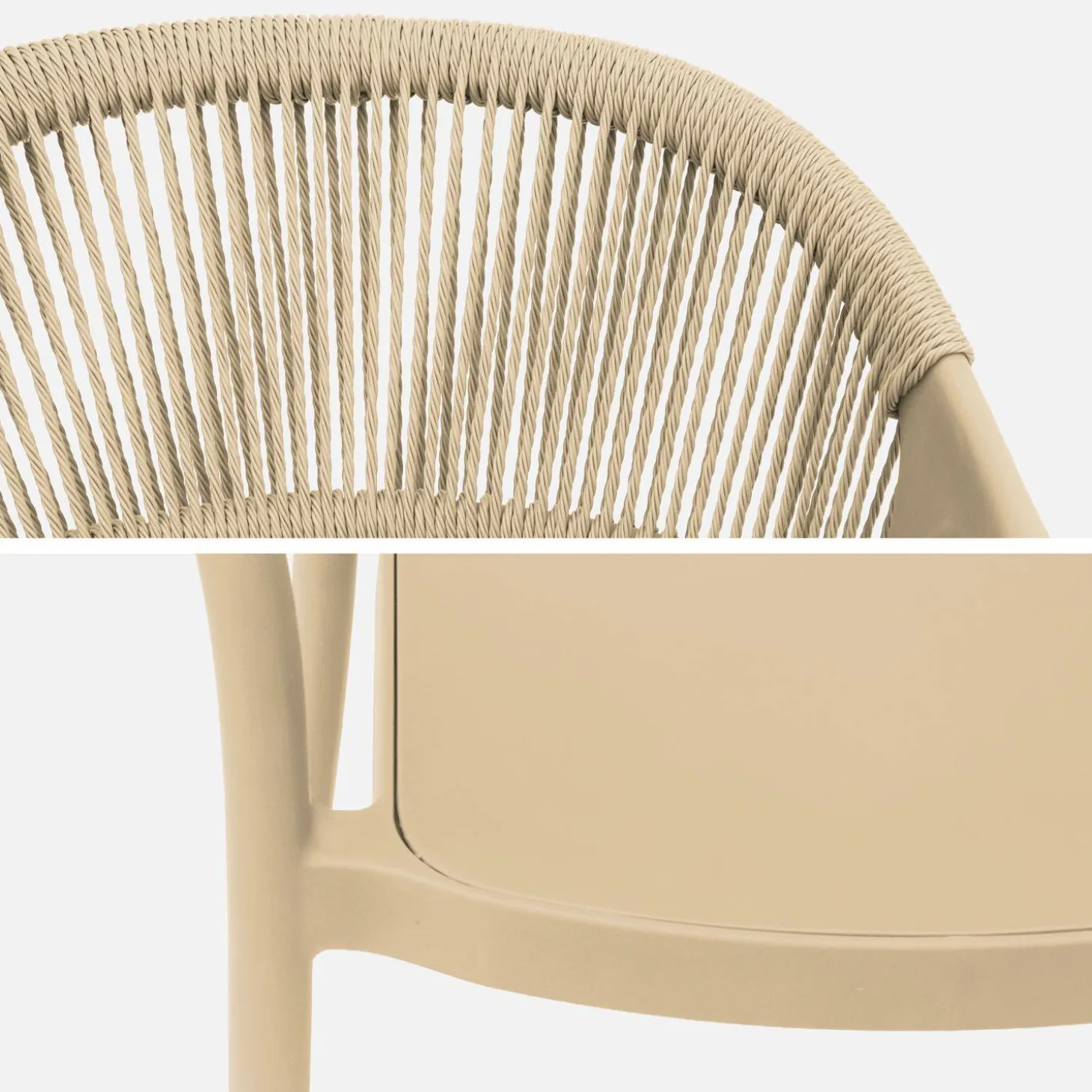 Silla de jardín apilable con efecto cuerda, set de 4