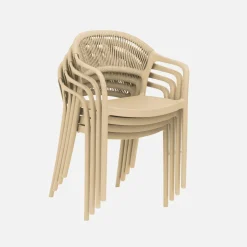Silla de jardín apilable con efecto cuerda, set de 4