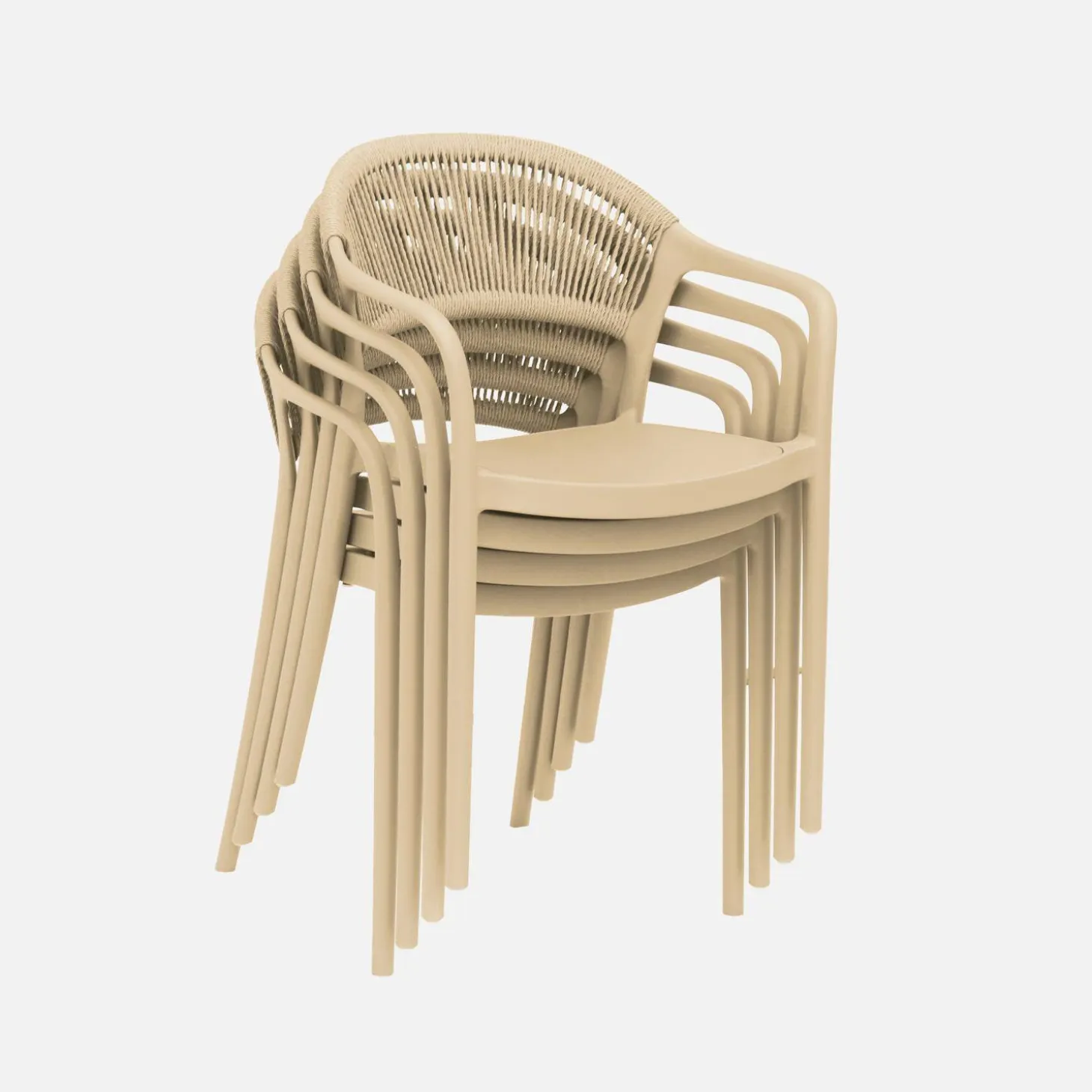 Silla de jardín apilable con efecto cuerda, set de 4