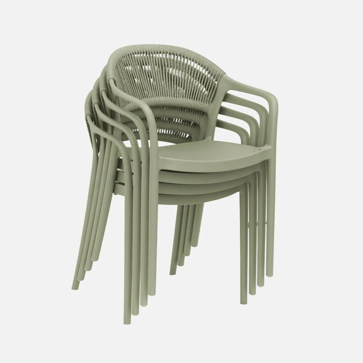 Silla de jardín apilable con efecto cuerda, set de 4