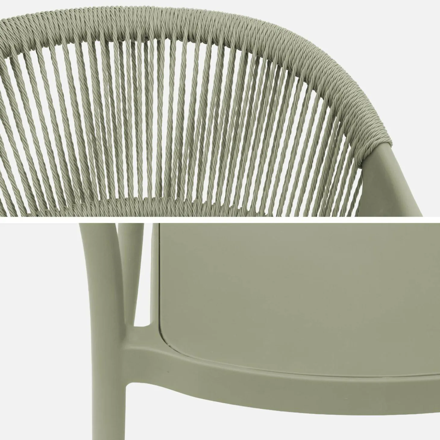 Silla de jardín apilable con efecto cuerda, set de 4
