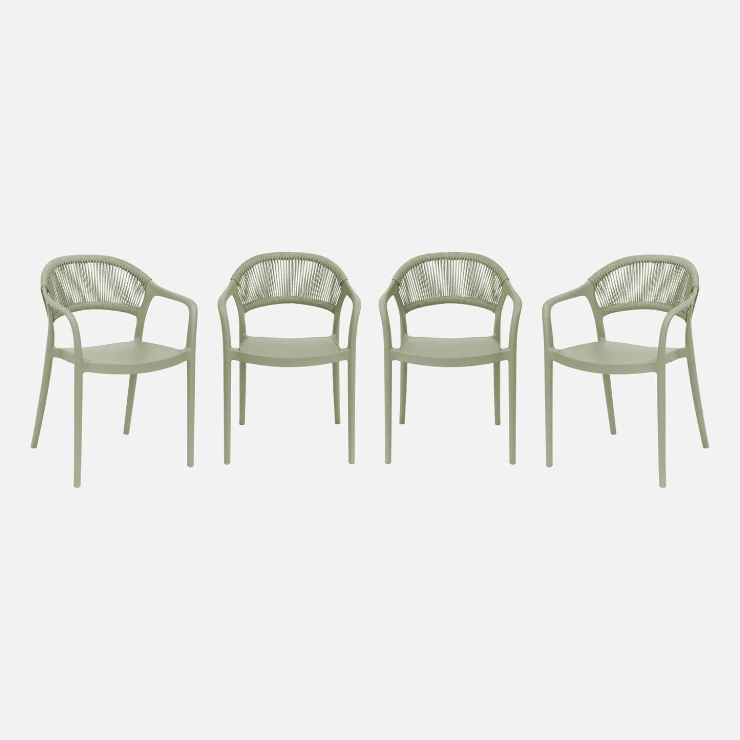 Silla de jardín apilable con efecto cuerda, set de 4