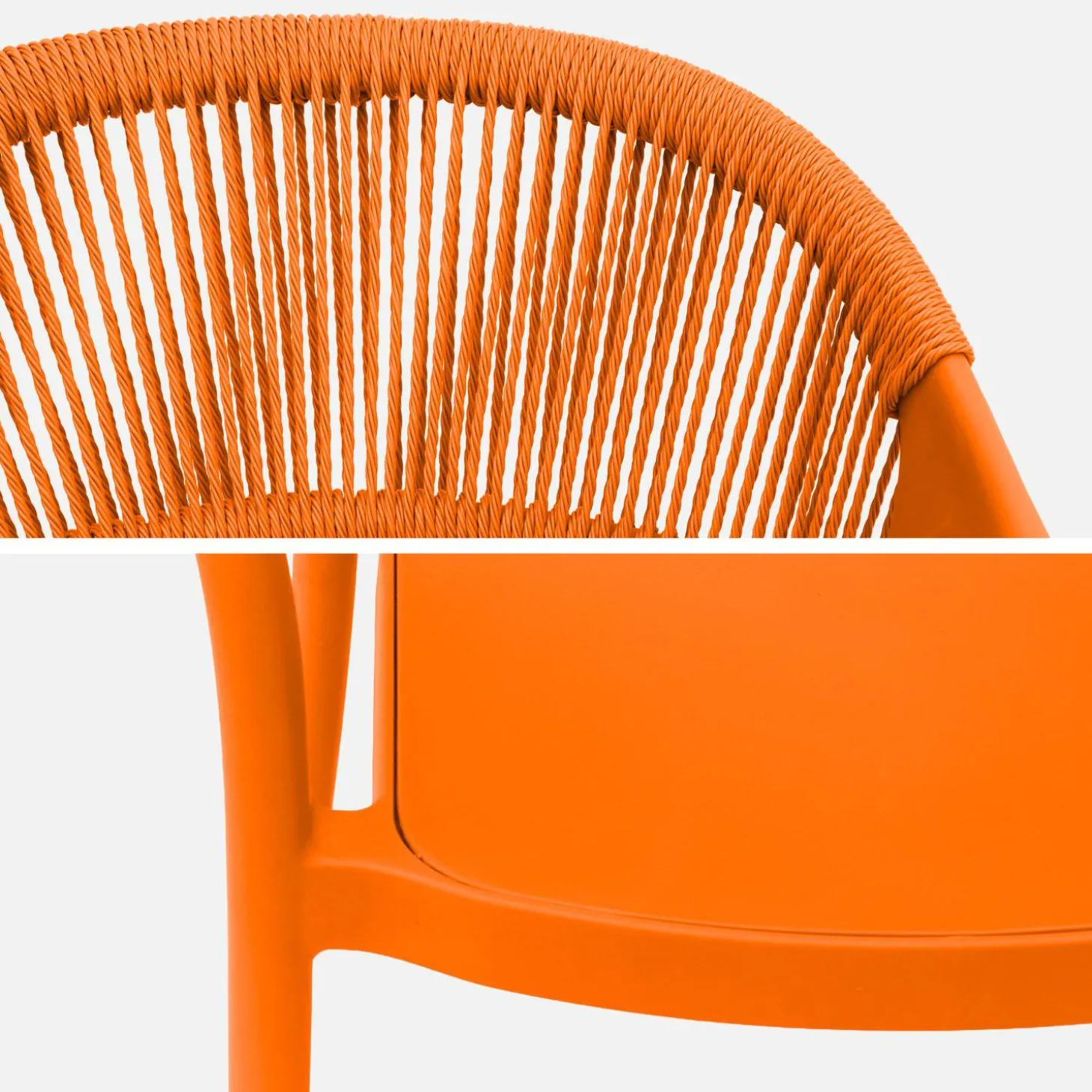 Silla de jardín apilable con efecto cuerda, set de 4