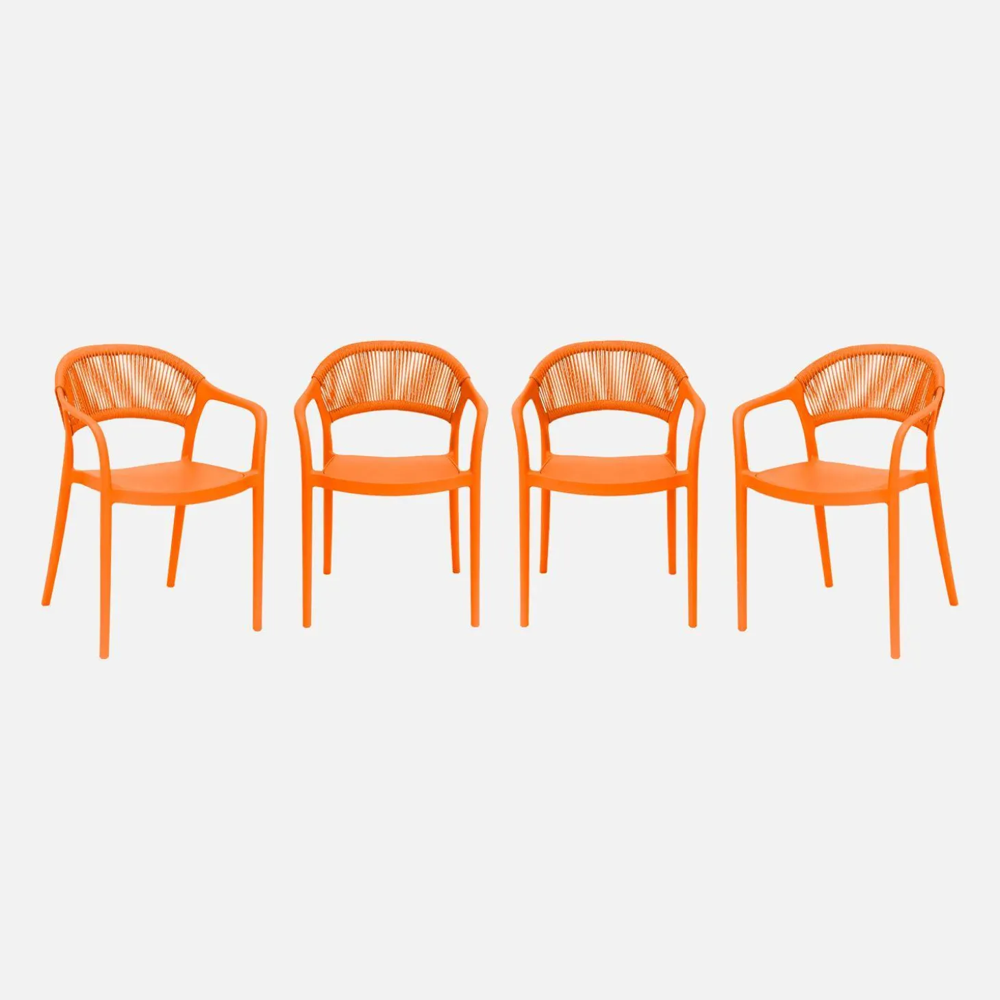 Silla de jardín apilable con efecto cuerda, set de 4