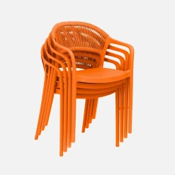 Silla de jardín apilable con efecto cuerda, set de 4