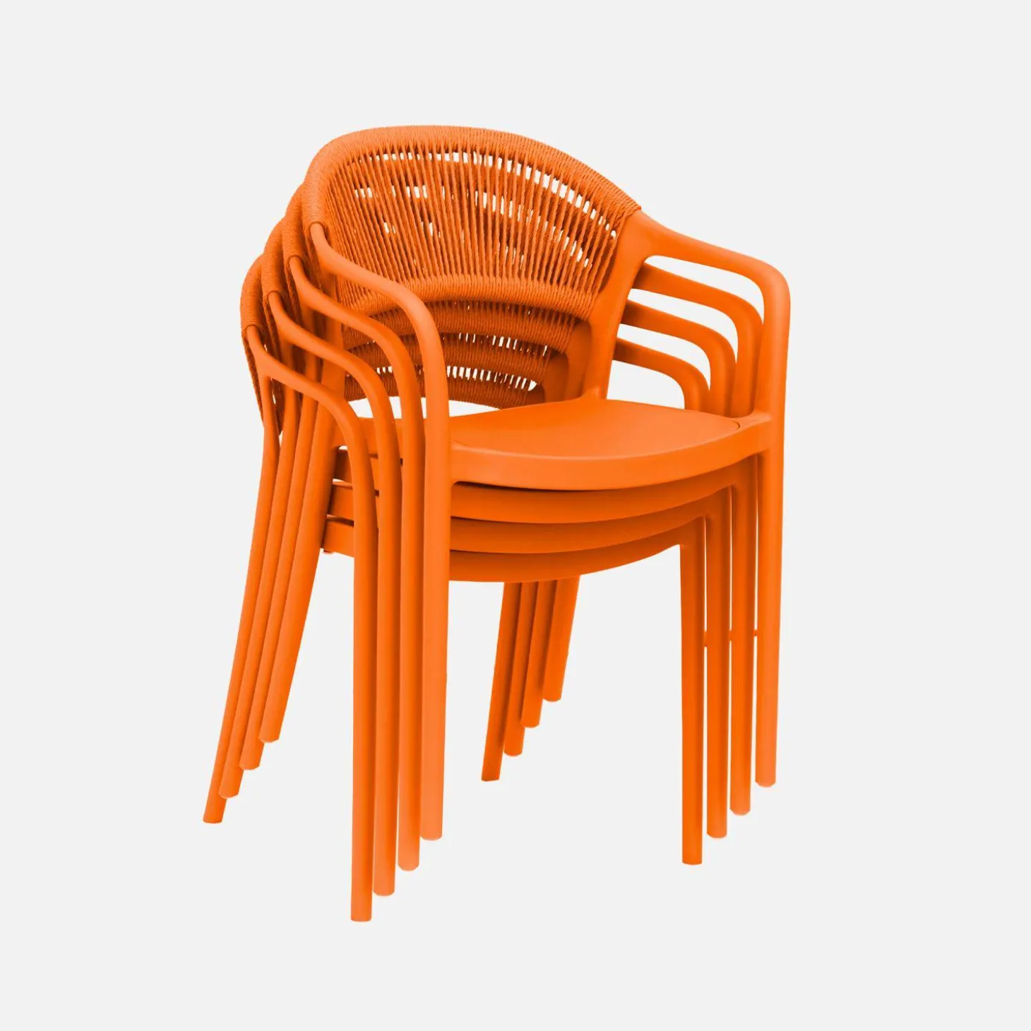 Silla de jardín apilable con efecto cuerda, set de 4